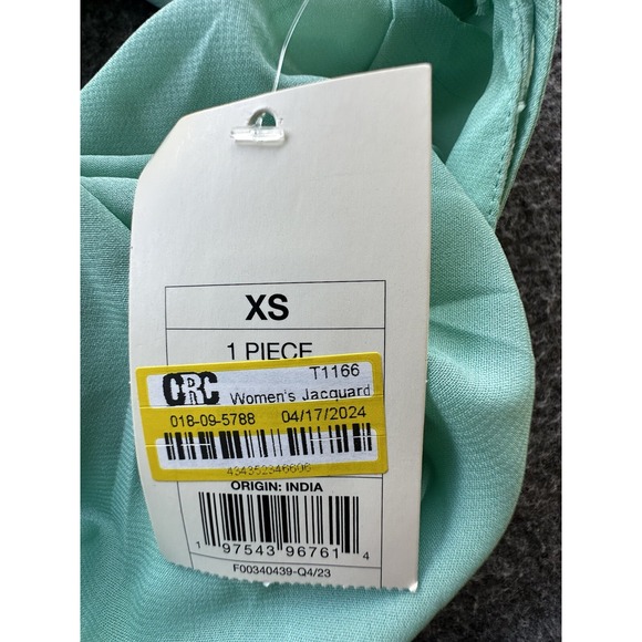 A New Day Dress Womens X-Small Mint Green Floral Lined Jacquard Maxi Slip‎ New - Picture 4 of 13